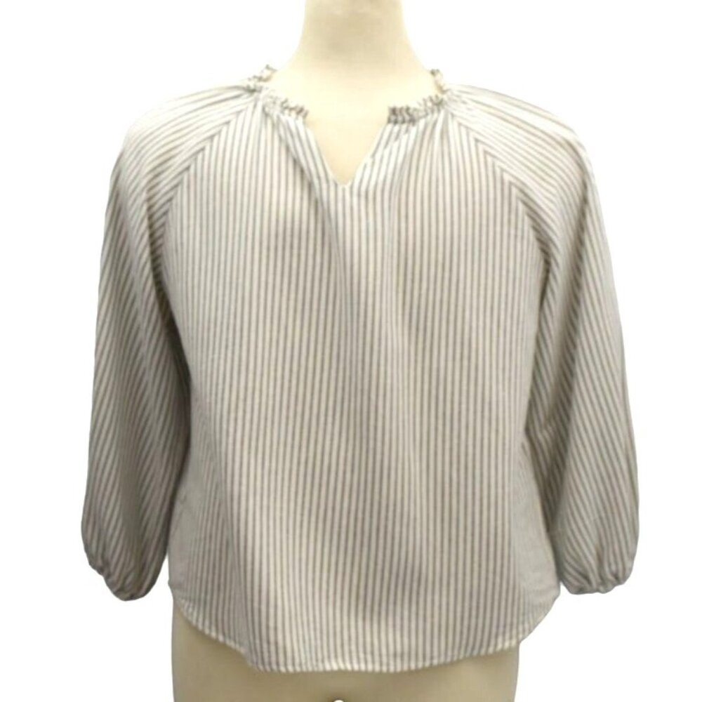 Zara Kids Striped Long Sleeve Blouse Girls Size 13 14 Gray